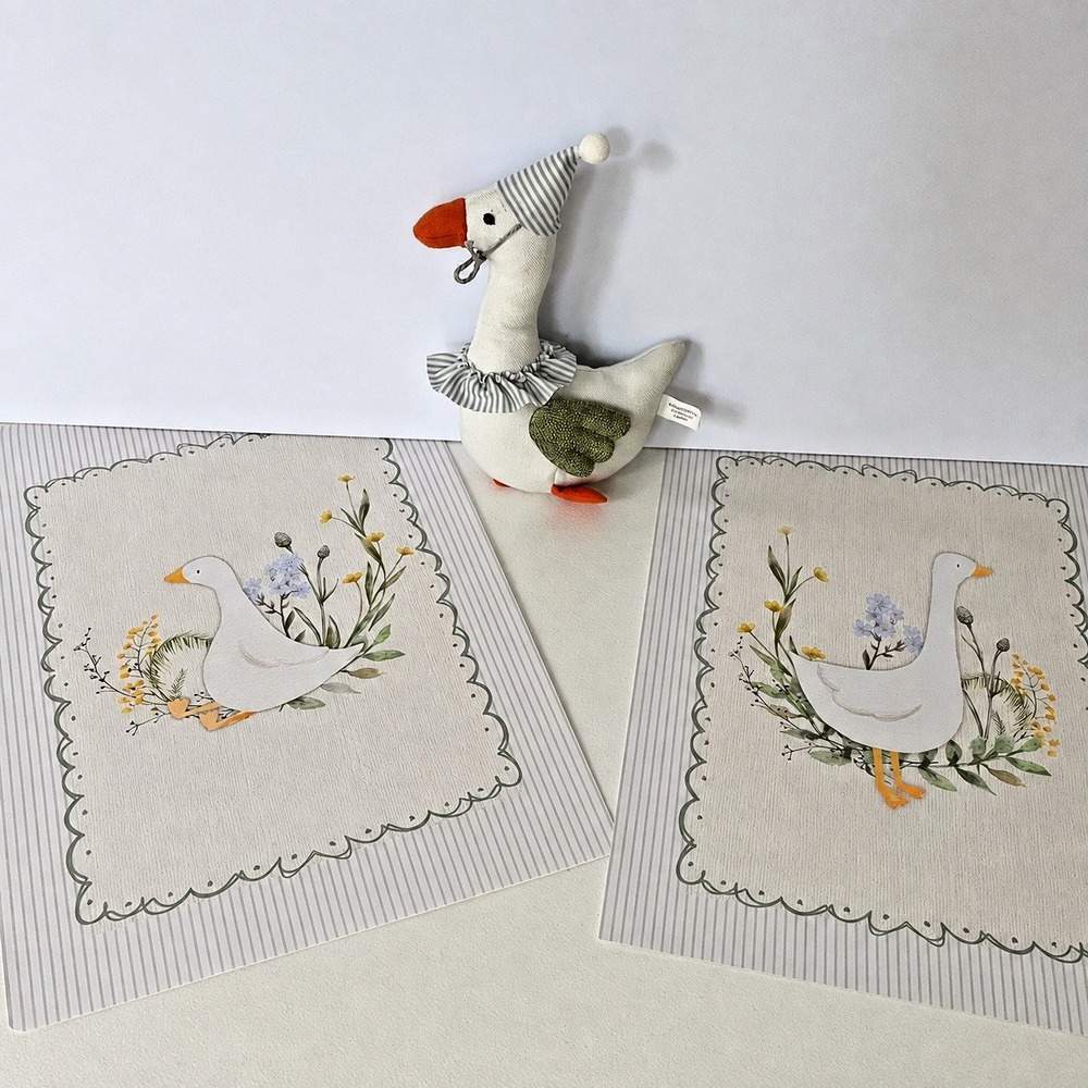 Goose blue nursery decor lot plush figure 2 canvas prints unframed party 12x15